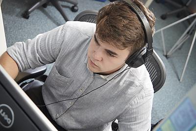 Landmark College student working at computer